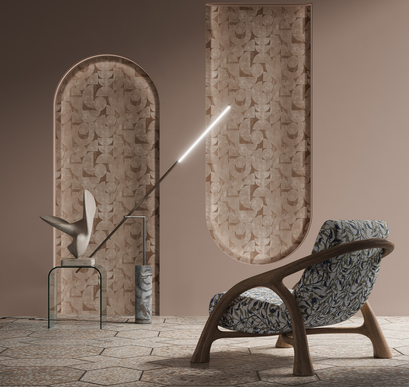 Обои Milassa Солярис Гравитация SOL3 012 10,05×1 фото в интерьере